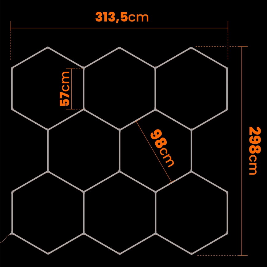 Φωτιστικό οροφής LED HEXAGON LED/350W/85-265V 6500K 313x298 cm CRI 90 IP44 λευκό
