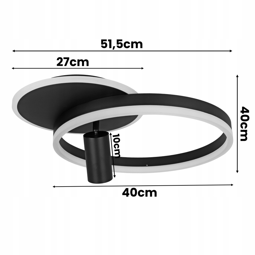 LED φωτιστικό οροφής LED/38W/230V + 1xGU10/30W μαύρο