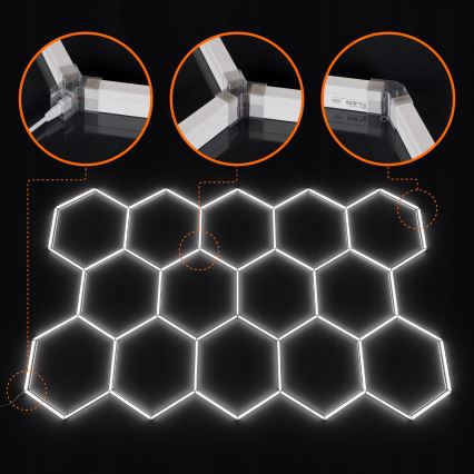 Φωτιστικό οροφής LED HEXAGON 570W/85-265V 4000K 522x298 cm CRI 90 IP44 λευκό