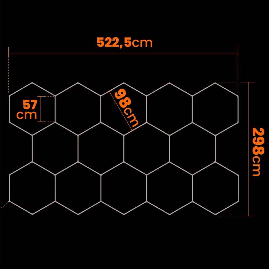 Φωτιστικό οροφής LED HEXAGON 570W/85-265V 4000K 522x298 cm CRI 90 IP44 λευκό