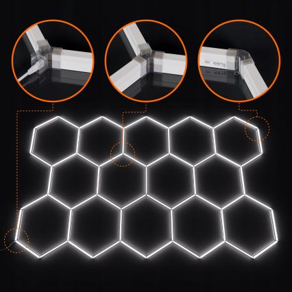 Φωτιστικό οροφής LED HEXAGON LED/570W/85-265V 6500K 522x298 cm CRI 90 IP44 λευκό