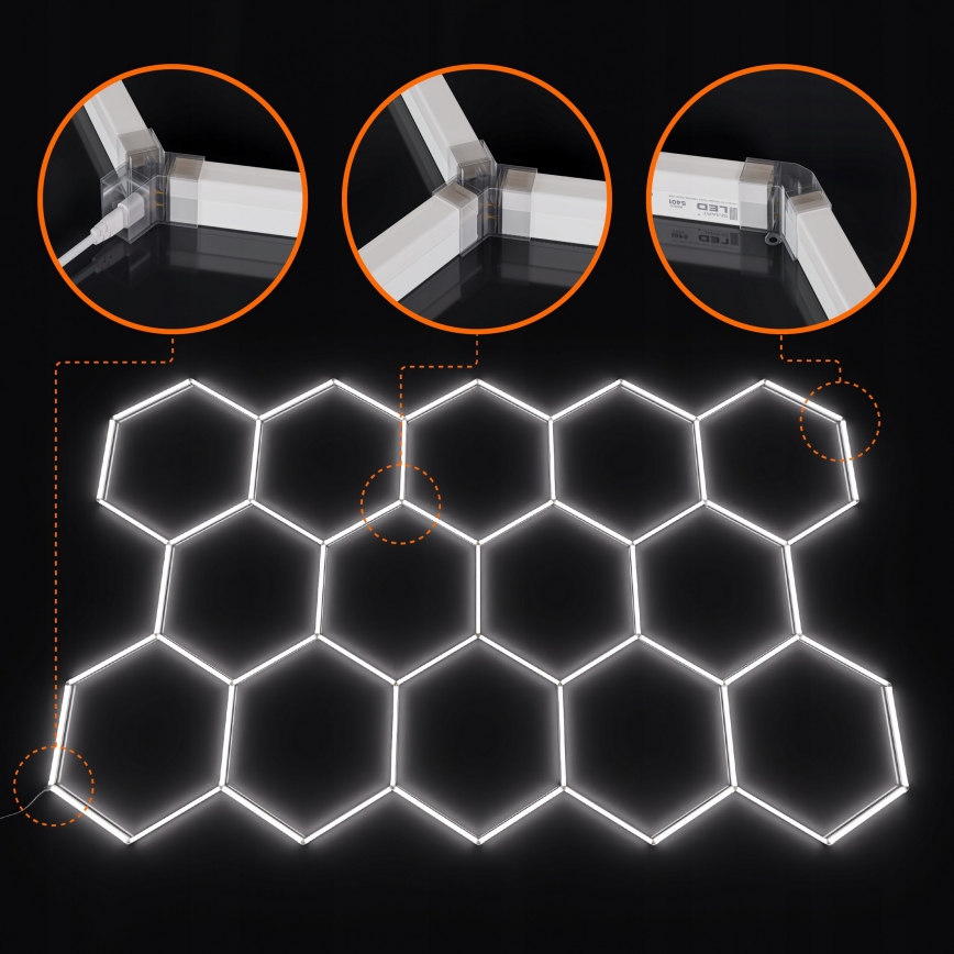 Φωτιστικό οροφής LED HEXAGON LED/570W/85-265V 6500K 522x298 cm CRI 90 IP44 λευκό