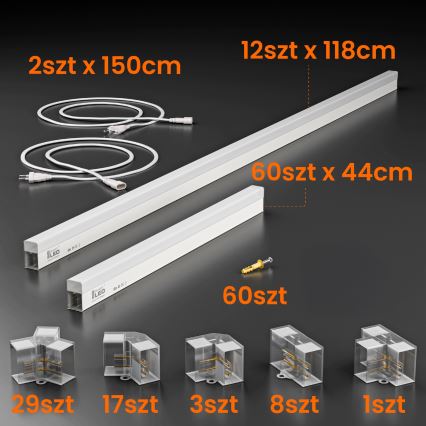 Φωτιστικό οροφής LED HEXAGON LED/696W/85-265V 4000K 484x243 cm CRI 90 IP44 λευκό