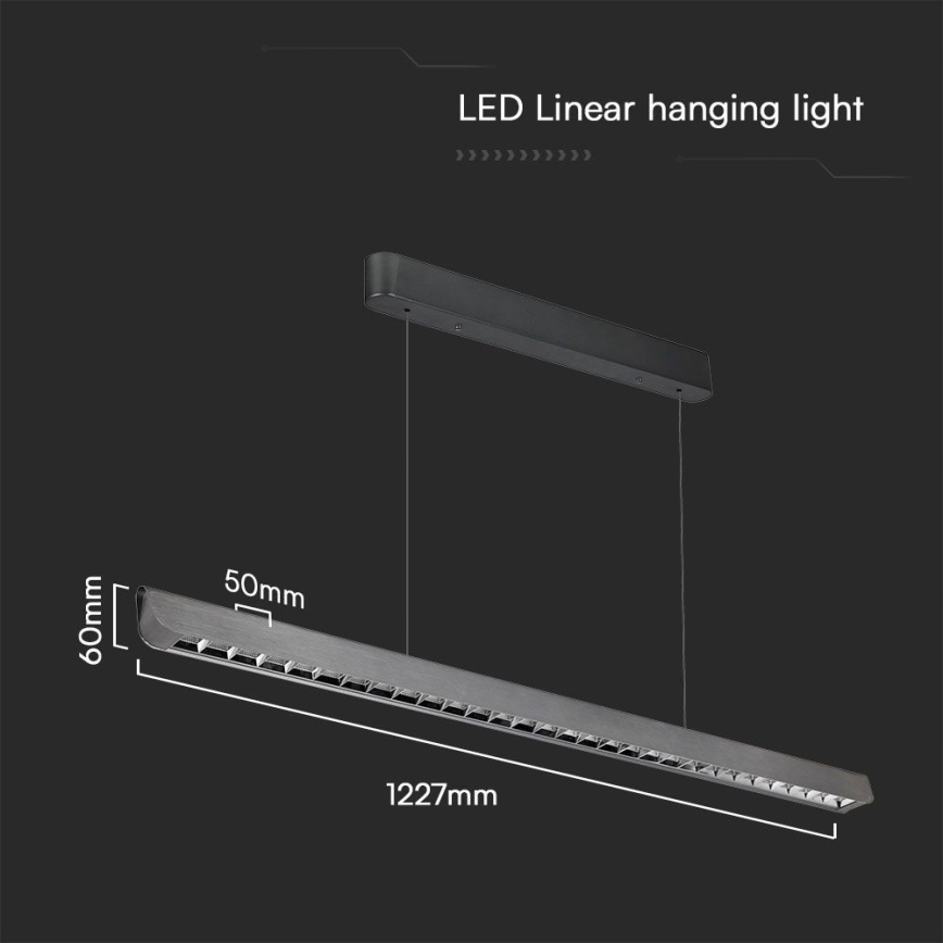 Φωτιστικό LED με καλώδιο LED/36W/230V 3000/4000/6400K ανθρακί