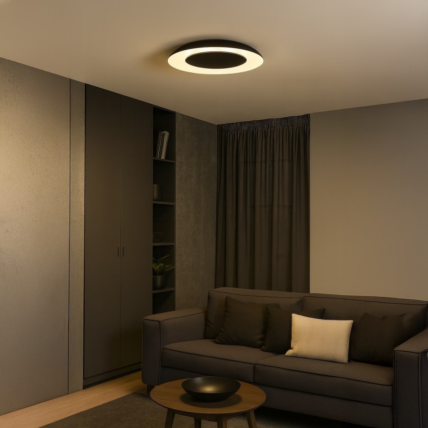 LED φωτιστικό οροφής PIATTINO, 30W, 230V, 3000/4000/6000K, Ø 40 cm, μαύρο