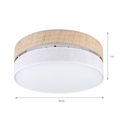 Φωτιστικό οροφής LED SIRJA BOHO LED/36W/230V 4000K διάμ. 45 cm μπεζ/λευκό