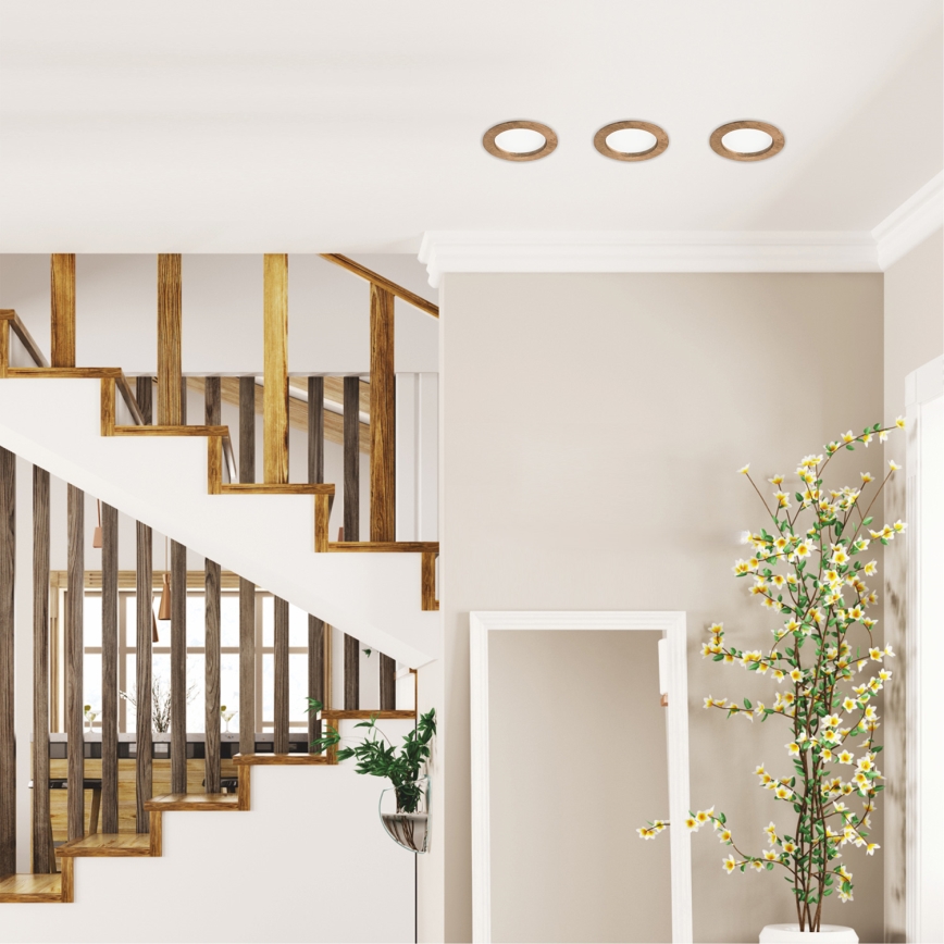 LED φωτιστικό οροφής WOODY SPOT LED/12,5W/230V 3000K καρυδιά Ø 16 εκ.