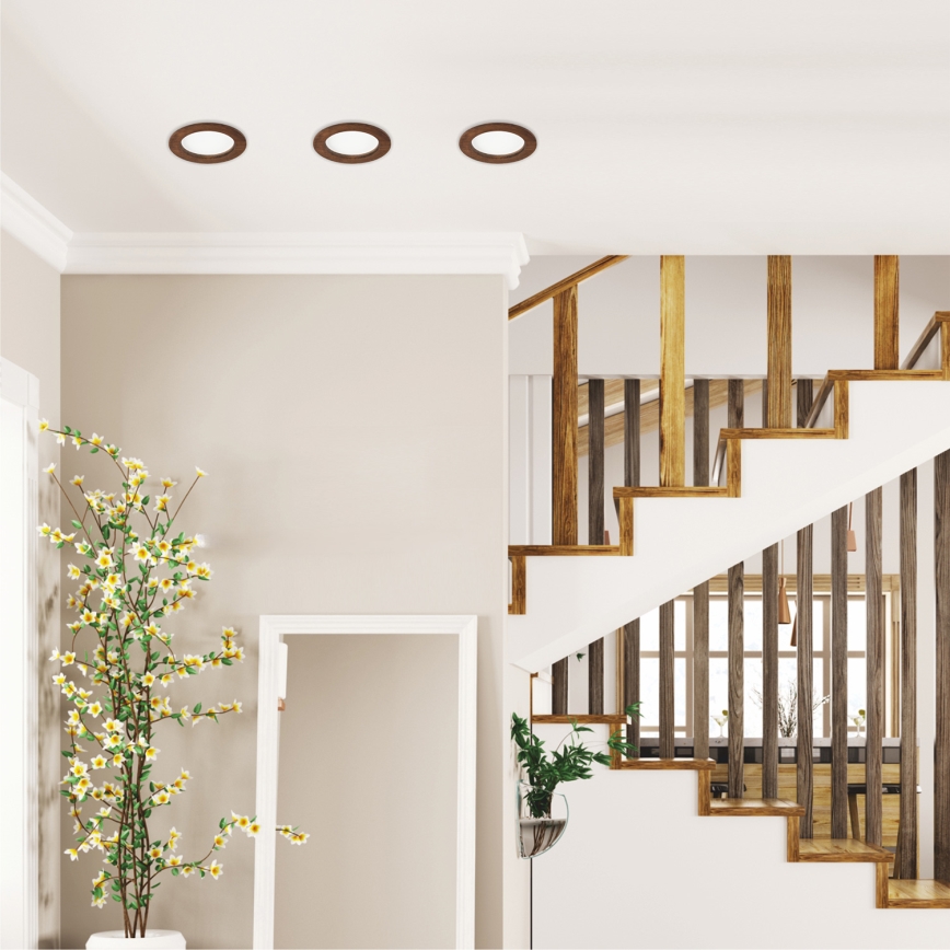 LED Ενσωματωμένο φωτιστικό WOODY SPOT LED/12,5W/230V 4000K κερασιά Ø 16 εκ.