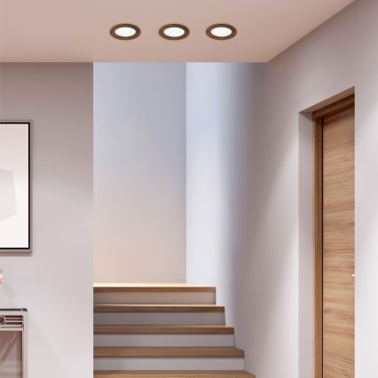 LED Ενσωματωμένο φωτιστικό WOODY SPOT LED/12,5W/230V 4000K κερασιά Ø 16 εκ.