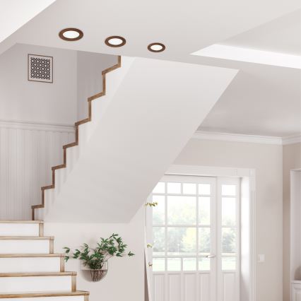 LED Ενσωματωμένο φωτιστικό WOODY SPOT LED/12,5W/230V 4000K κερασιά Ø 16 εκ.