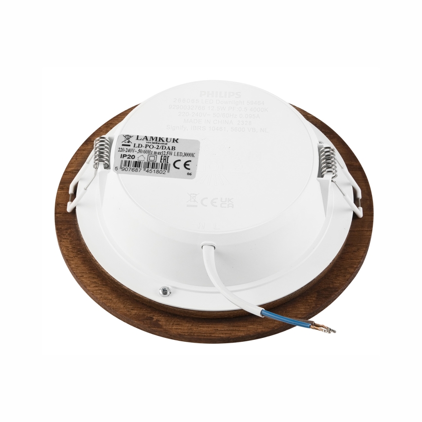 LED Ενσωματωμένο φωτιστικό WOODY SPOT LED/12,5W/230V 4000K κερασιά Ø 16 εκ.