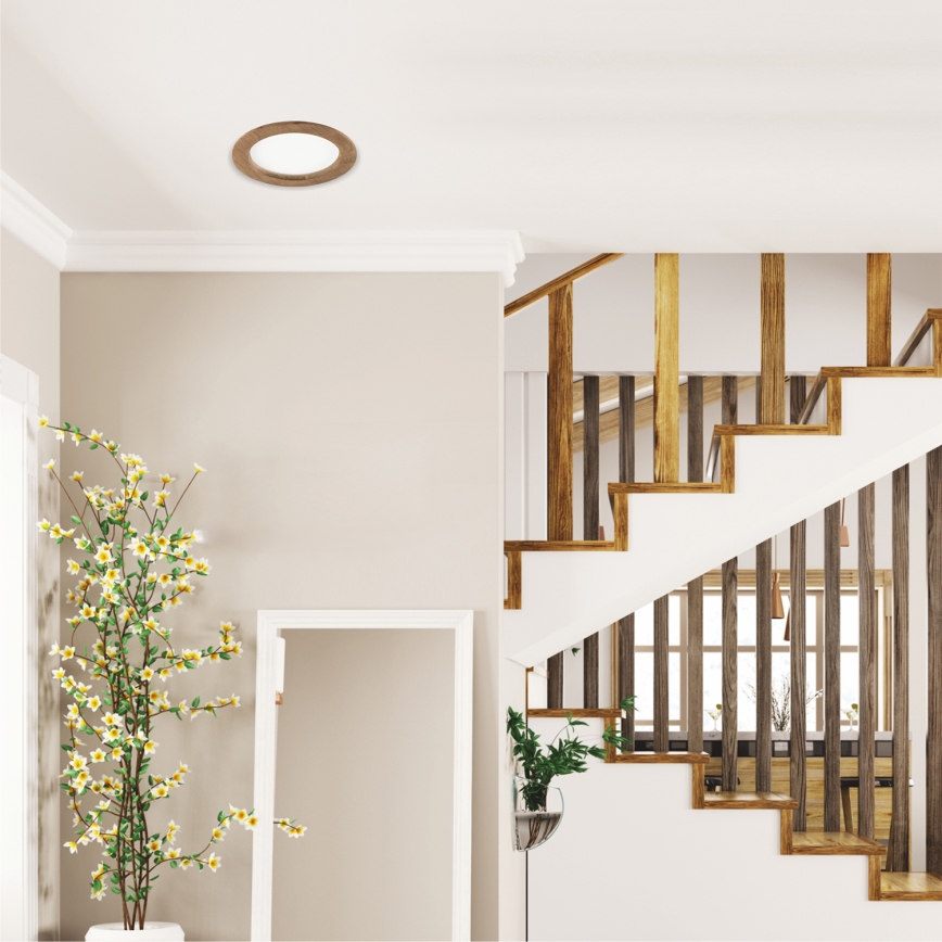 LED φωτιστικό οροφής WOODY SPOT LED/16,5W/230V 4000K καρυδιά Ø 18,5 εκ.