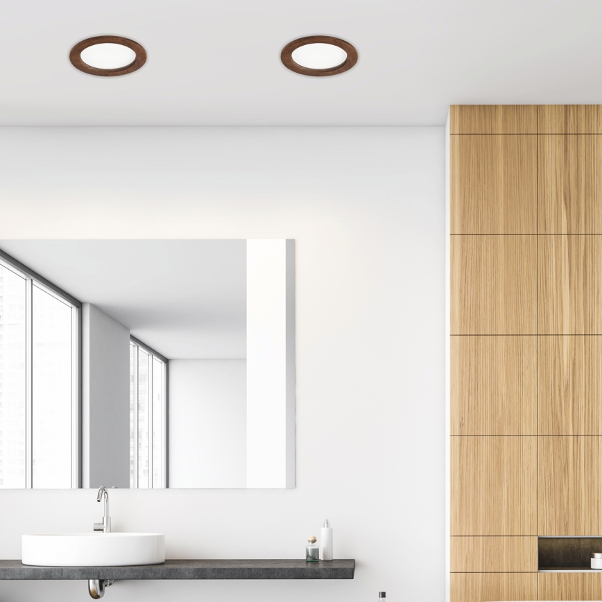 LED Εντοιχιζόμενο φωτιστικό WOODY SPOT LED/16,5W/230V 4000K κερασιά Ø 18,5 εκ.