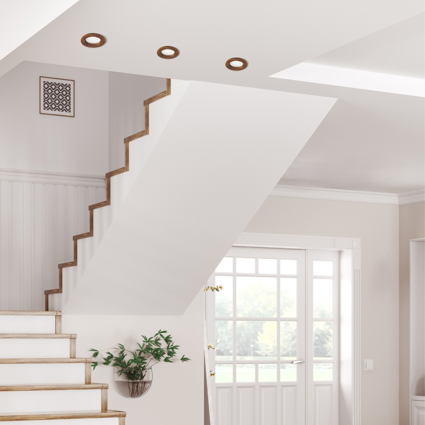 LED Ενσωματωμένο φωτιστικό WOODY SPOT LED/5,5W/230V 4000K κερασιά Ø 10 εκ.