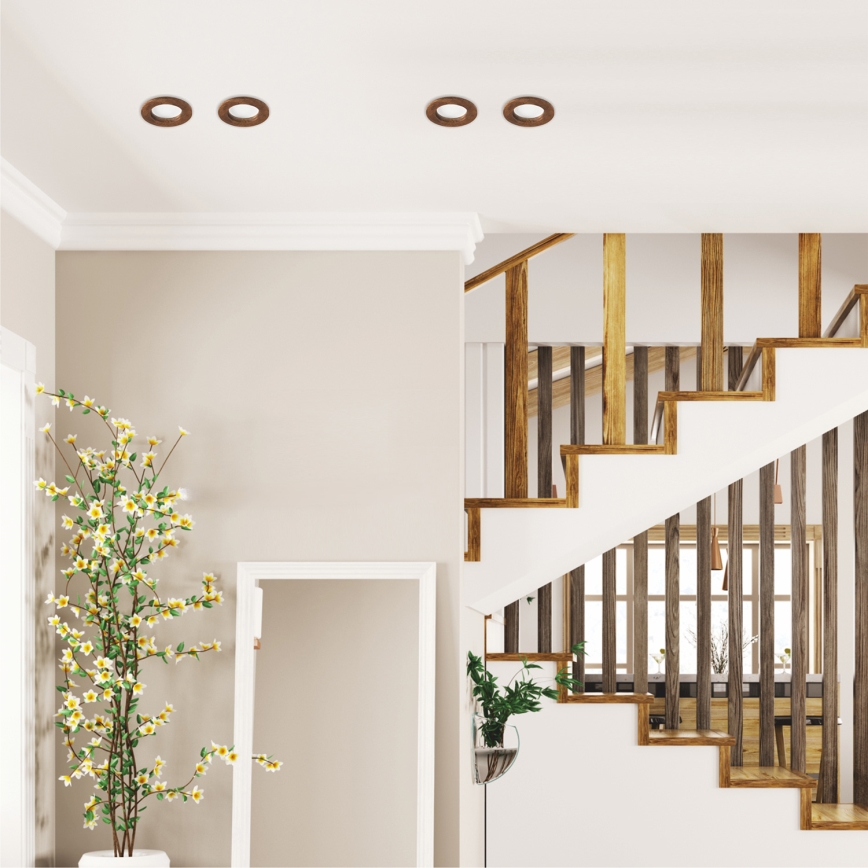 LED Ενσωματωμένο φωτιστικό WOODY SPOT LED/5,5W/230V 4000K κερασιά Ø 10 εκ.