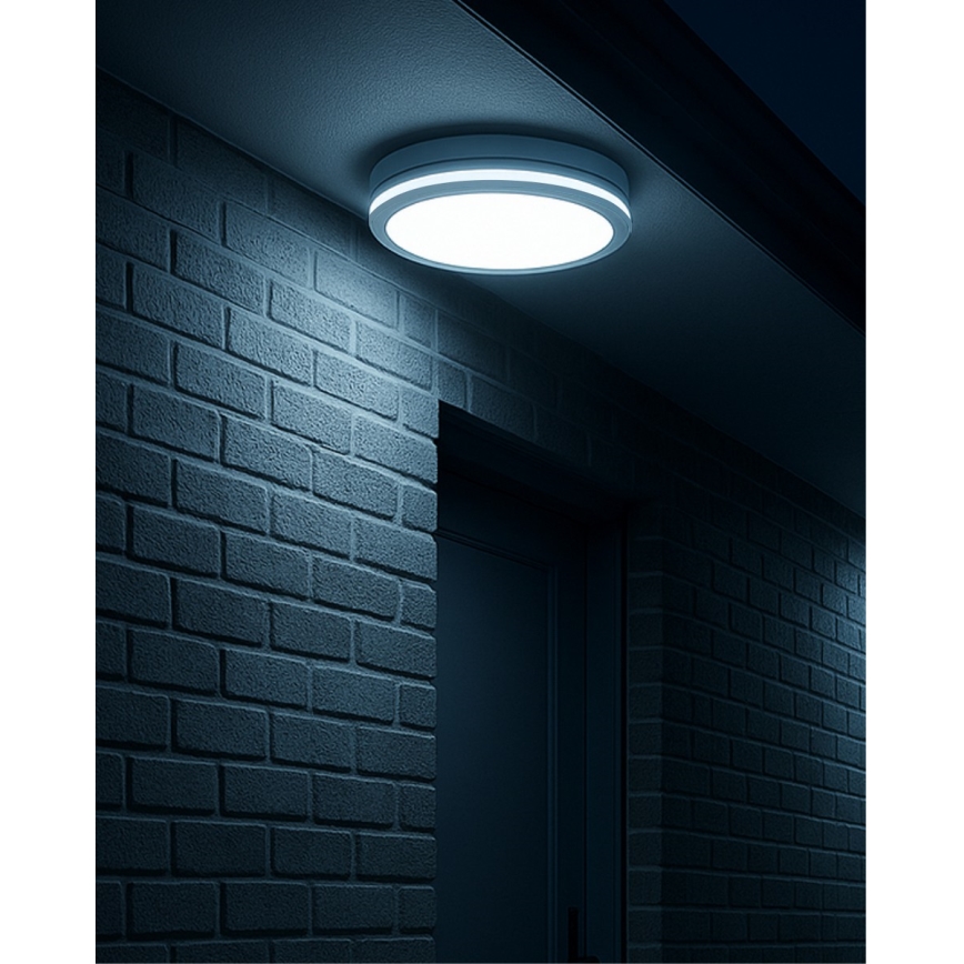 LED φωτιστικό οροφής μπάνιου με αισθητήρα κίνησης LED/20W/230V 3000/4000/6500K Ø 23 cm IP54 λευκό