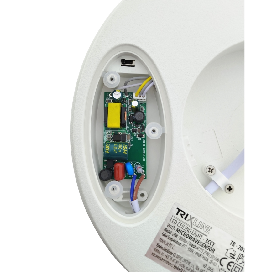 LED φωτιστικό οροφής μπάνιου με αισθητήρα κίνησης LED/20W/230V 3000/4000/6500K Ø 23 cm IP54 λευκό