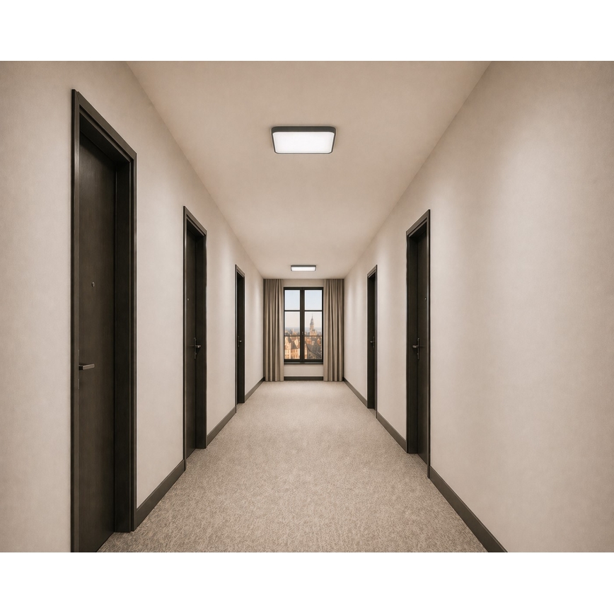 LED φωτιστικό οροφής με αισθητήρα κίνησης και σούρουπου WILTON LED/24W/230V 4000K 33x33 cm ανθρακί