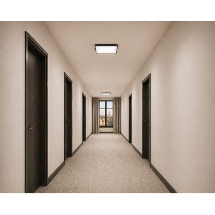 LED φωτιστικό οροφής με αισθητήρα κίνησης και λυκόφωτος WILTON LED/24W/230V 4000K 33x33 cm μαύρο