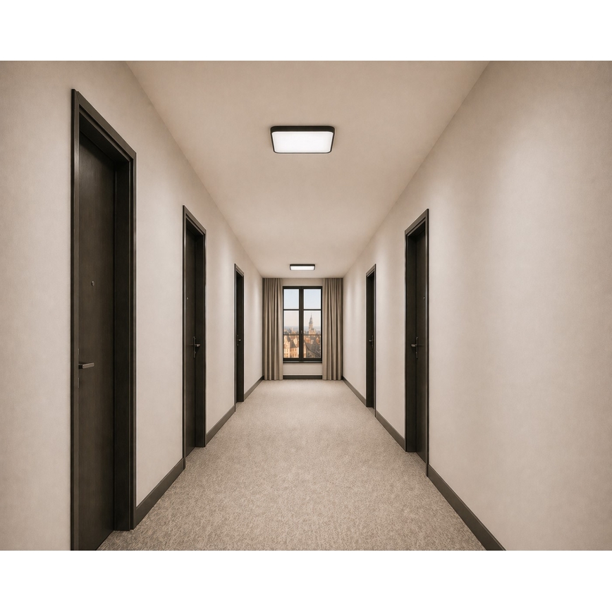 LED φωτιστικό οροφής με αισθητήρα κίνησης και λυκόφωτος WILTON LED/24W/230V 4000K 33x33 cm μαύρο