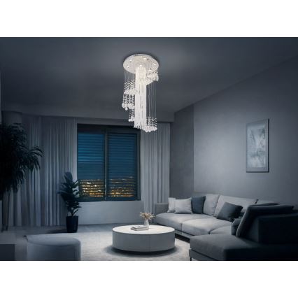 Κρυστάλλινο LED οροφής φωτιστικό NAURU LED/24W/230V Ø 45 εκ. γυαλιστερό χρώμιο + τηλεχειριστήριο
