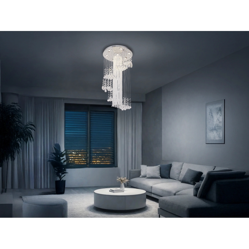 Κρυστάλλινο LED οροφής φωτιστικό NAURU LED/24W/230V Ø 45 εκ. γυαλιστερό χρώμιο + τηλεχειριστήριο