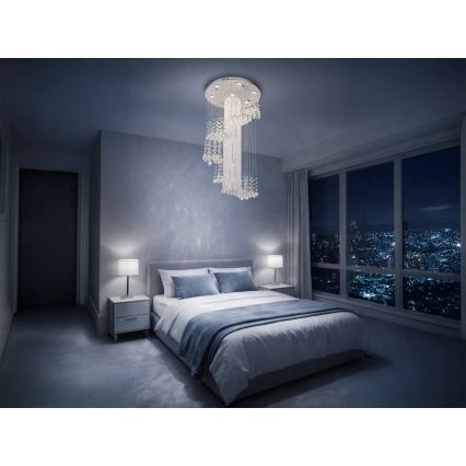 Κρυστάλλινο LED οροφής φωτιστικό NAURU LED/24W/230V Ø 45 εκ. γυαλιστερό χρώμιο + τηλεχειριστήριο