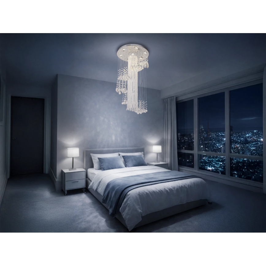 Κρυστάλλινο LED οροφής φωτιστικό NAURU LED/24W/230V Ø 45 εκ. γυαλιστερό χρώμιο + τηλεχειριστήριο