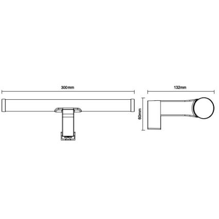 LED φωτισμός καθρέφτη μπάνιου LED/8W/230V 30 cm IP44 σε μαύρο
