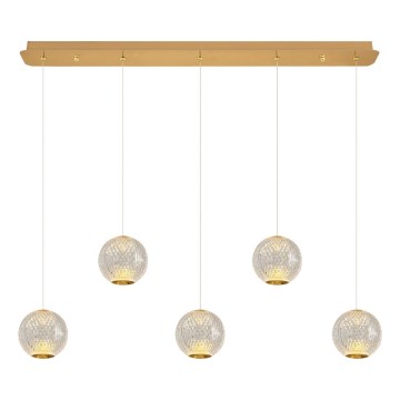 LED κρεμαστό φωτιστικό CREMONA με καλώδιο 5xLED/5W/230V 3000K χρυσό