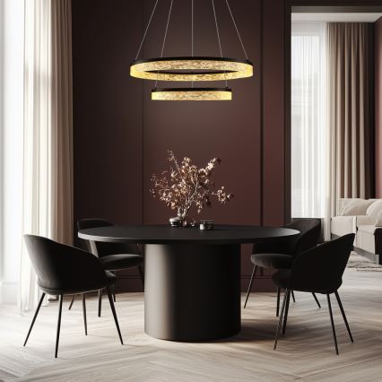 LED κρεμαστό φωτιστικό FROZI με ανάρτηση σε σύρμα, 38W/230V, διάμ. 60 cm, μαύρο