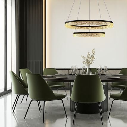 LED κρεμαστό φωτιστικό FROZI με ανάρτηση σε σύρμα, 38W/230V, διάμ. 60 cm, μαύρο