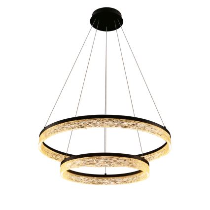 LED κρεμαστό φωτιστικό FROZI με ανάρτηση σε σύρμα, 38W/230V, διάμ. 60 cm, μαύρο