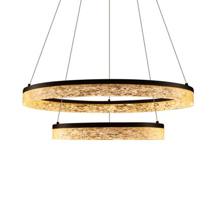 LED κρεμαστό φωτιστικό FROZI με ανάρτηση σε σύρμα, 38W/230V, διάμ. 60 cm, μαύρο