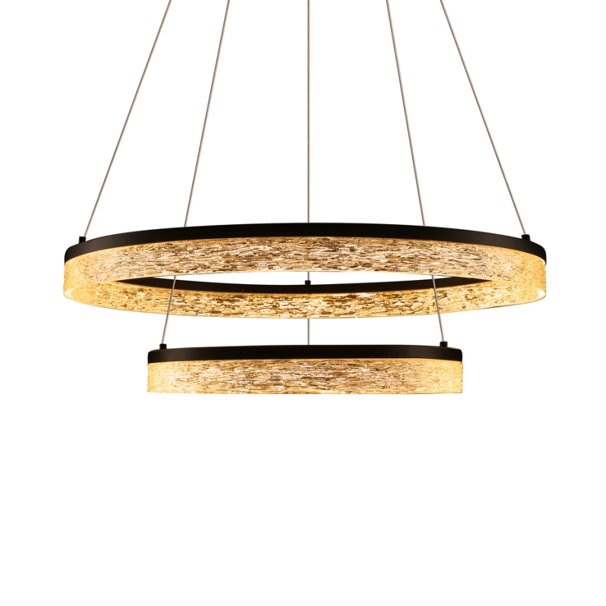 LED κρεμαστό φωτιστικό FROZI με ανάρτηση σε σύρμα, 38W/230V, διάμ. 60 cm, μαύρο