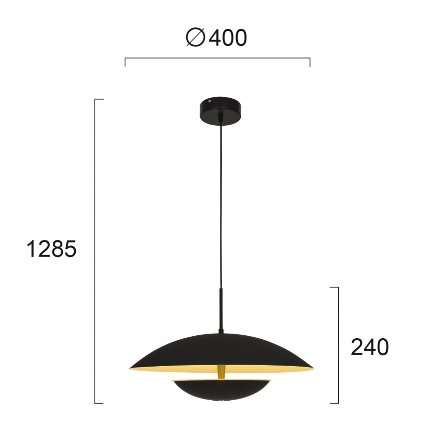 LED κρεμαστό φωτιστικό MONICA LED/16W/230V μαύρο/χρυσό
