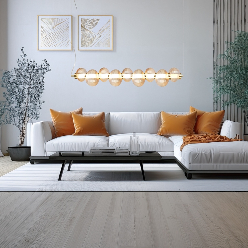 LED Κρεμαστό φωτιστικό σε καλώδιο BOLLA LED/32W/230V χρυσό/καπνιστό μπεζ