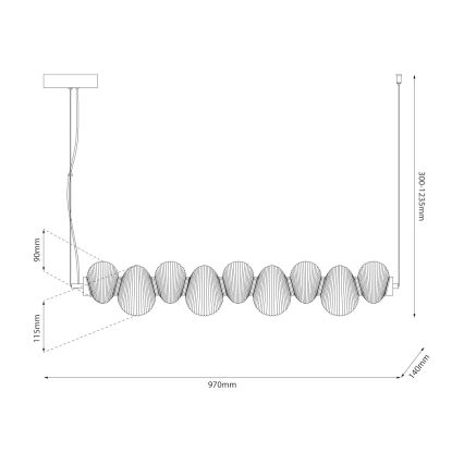 LED Κρεμαστό φωτιστικό σε καλώδιο BOLLA LED/32W/230V χρυσό/καπνιστό μπεζ
