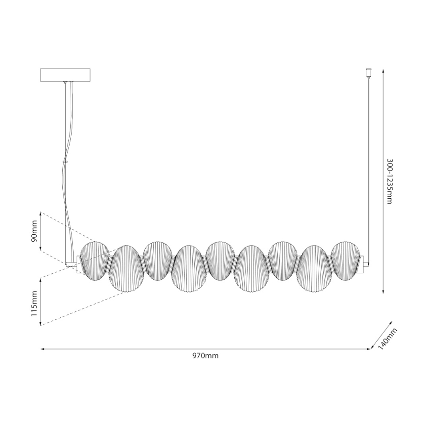 LED Κρεμαστό φωτιστικό σε καλώδιο BOLLA LED/32W/230V χρυσό/καπνιστό μπεζ