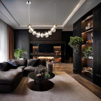 LED κρεμαστό φωτιστικό σε καλώδιο BOLLA LED/36W/230V γυαλιστερό χρώμιο/καπνιστό γκρι