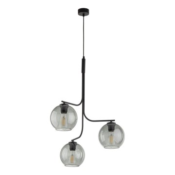 LED κρεμαστό φωτιστικό σε καλώδιο CESAR 3xE27/15W/230V μαύρο/καπνιστό γκρι