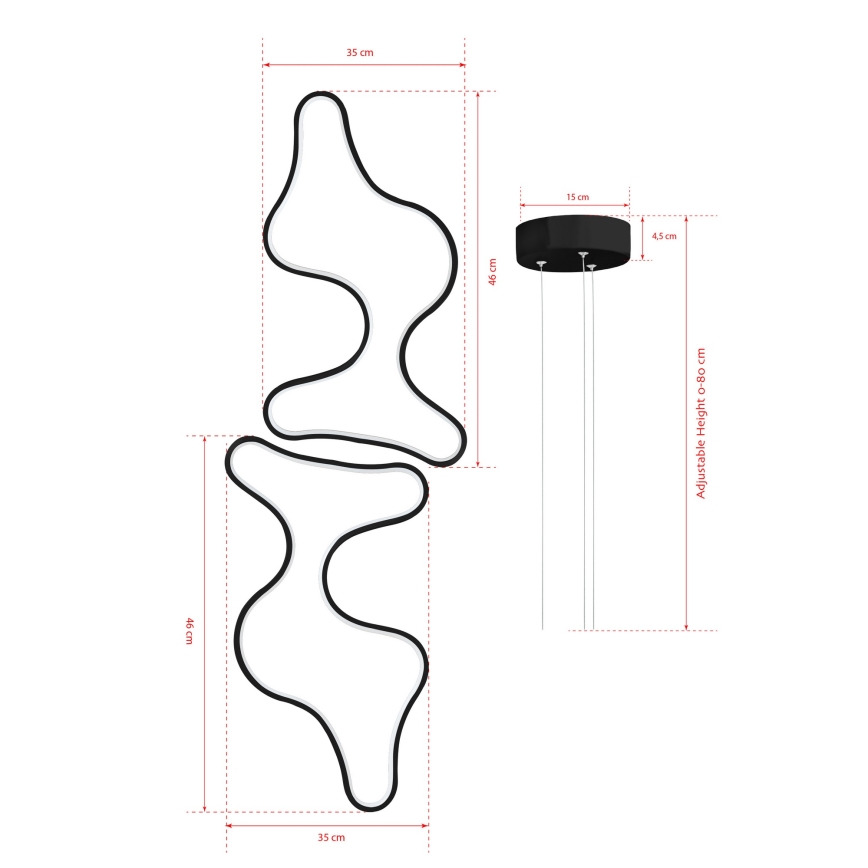 LED κρεμαστό φωτιστικό σε καλώδιο DUPLE ARTISAN LED/80W/230V 4000K μαύρο