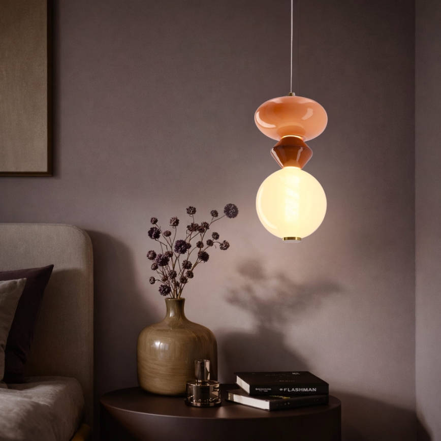 LED Κρεμαστό φωτιστικό σε καλώδιο FLORES LED/10W/230V χρυσό/πορτοκαλί/καφέ