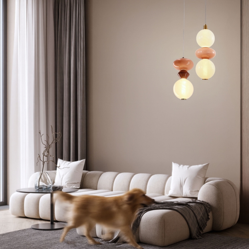 LED Κρεμαστό φωτιστικό σε καλώδιο FLORES LED/10W/230V χρυσό/πορτοκαλί/καφέ