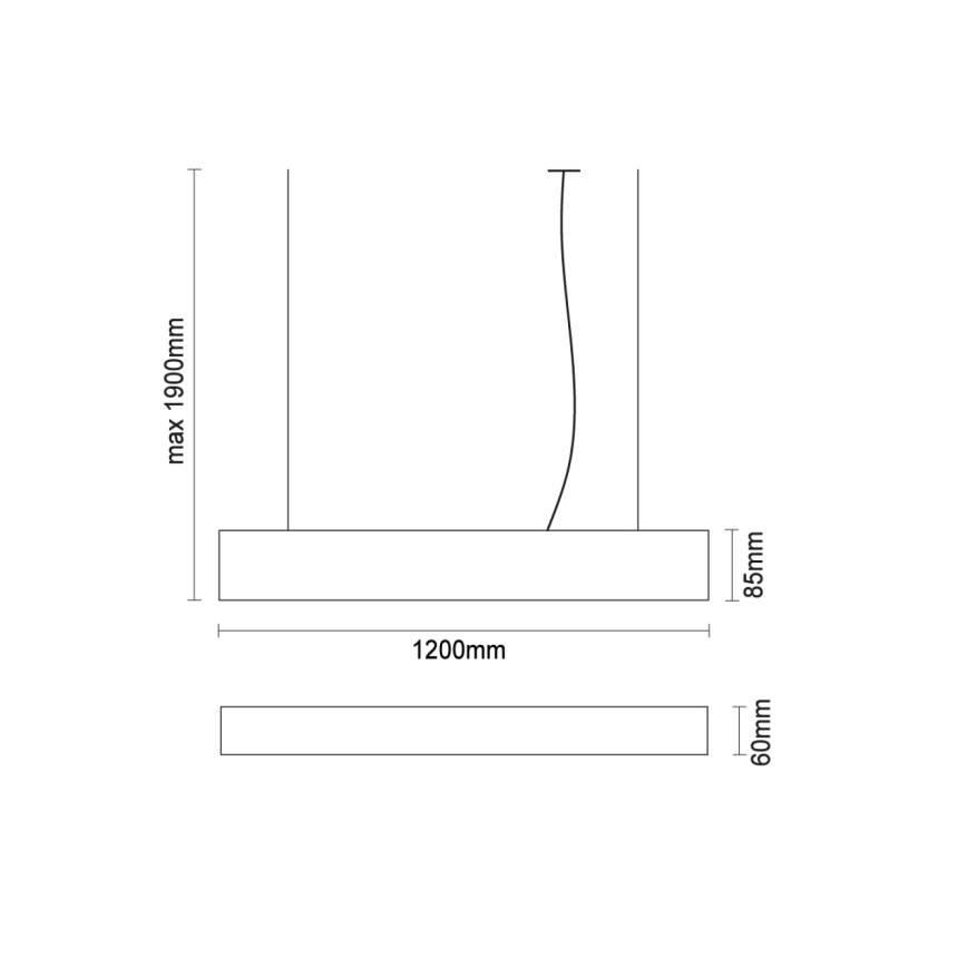 LED κρεμαστό φωτιστικό σε καλώδιο LED/55W/230V 3000/4000/6500K 120 cm μαύρο