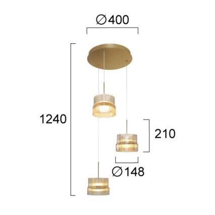 LED κρεμαστό φωτιστικό σε καλώδιο LUXE LED/34W/230V ορείχαλκος