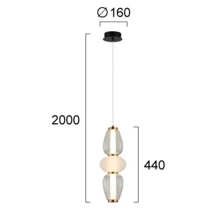 LED κρεμαστό φωτιστικό σε καλώδιο SHINY LED/17W/230V λευκό/χρυσό