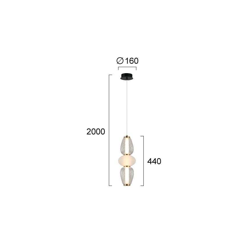 LED κρεμαστό φωτιστικό σε καλώδιο SHINY LED/17W/230V λευκό/χρυσό