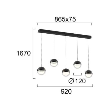 LED κρεμαστό φωτιστικό σε καλώδιο ZIREA LED/30W/230V μαύρο
