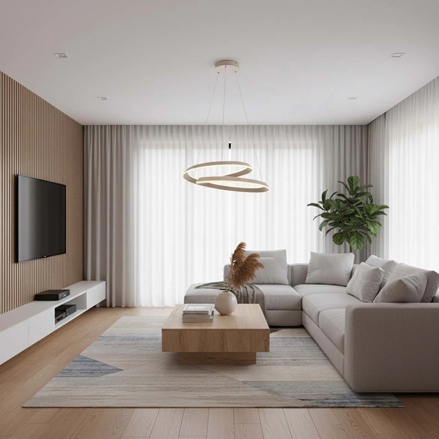 LED κρεμαστό φωτιστικό σε συρματόσχοινο CASHMERE LED/75W/230V, διάμ. 60 cm, μπεζ